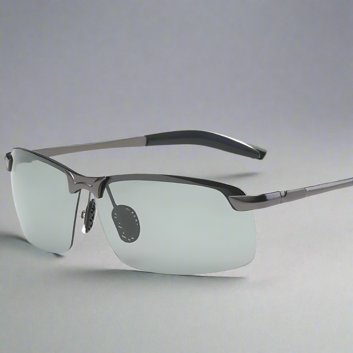 Stylish men's photochromic polarized sport sunglasses, perfect for outdoor activities & UV protection.