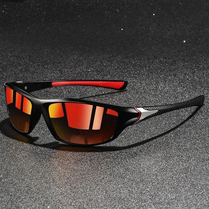 Men's active wraparound sport eyewear with polarized lenses. Provides 100% UV protection & glare reduction for outdoor sports.