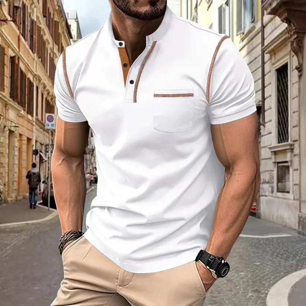 Athletic fit men's polo with contrast trim, perfect for smart casual & everyday wear.