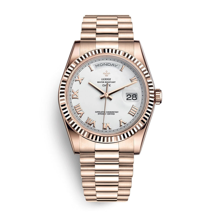Men's premium automatic day-date watch with a classic, elegant design.