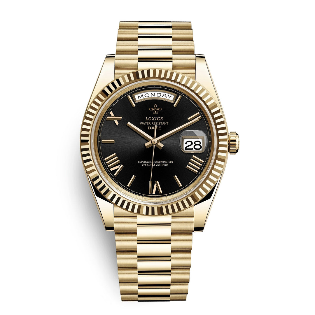 Timeless men's automatic watch, day & date display, suitable for formal & casual wear.