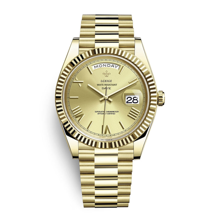 Durable men's automatic watch, self-winding, day & date function, a sophisticated accessory.