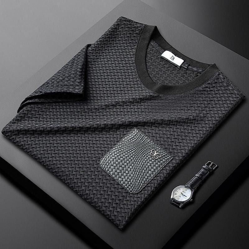 Comfortable men's premium jacquard lounge set with an elastic waistband.