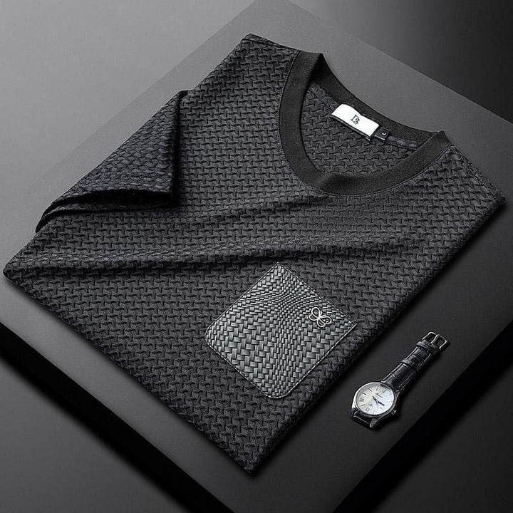 Comfortable men's premium jacquard lounge set with an elastic waistband.