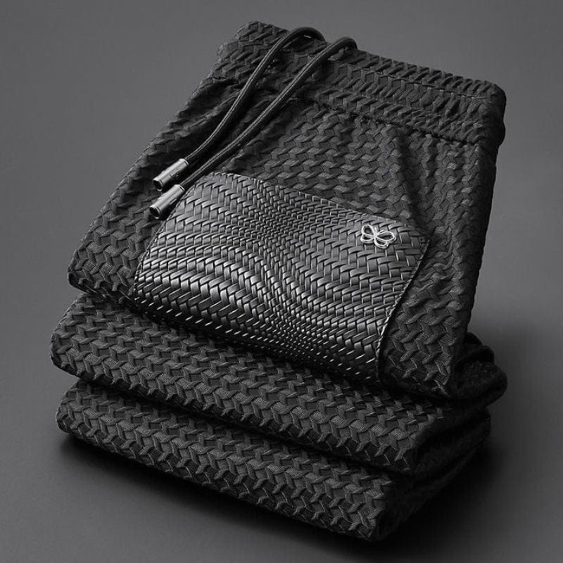 Men's two-piece jacquard sleepwear set, perfect for stylish casual wear at home.