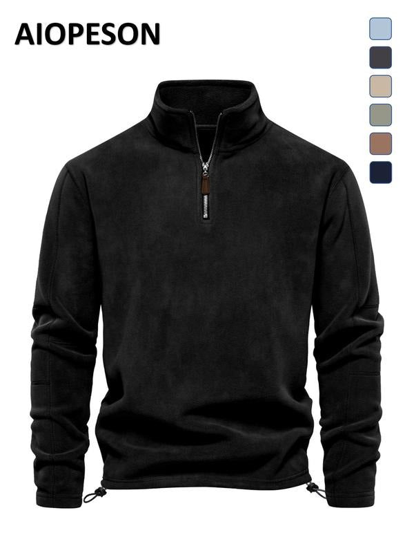 Men's premium quarter zip fleece pullover, ideal for casual wear & layering. Warm, comfortable microfleece.