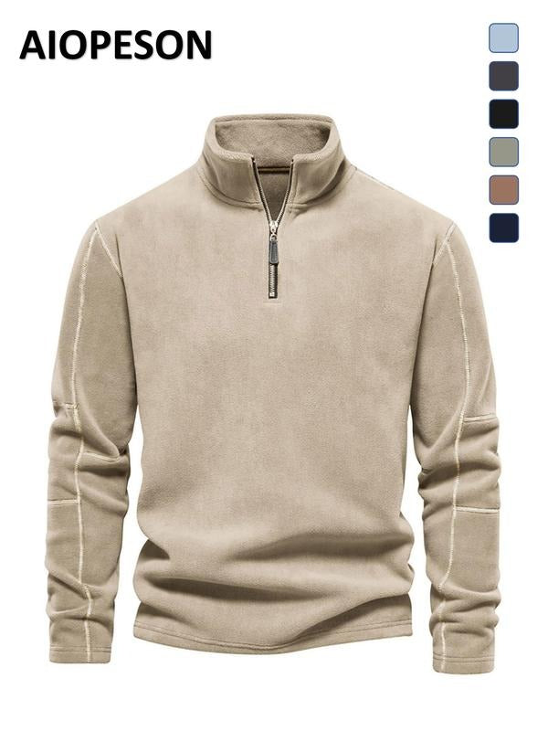 Comfortable men's premium microfleece quarter zip pullover. Soft, warm fleece for stylish, casual wear.