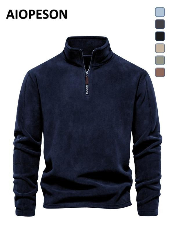 Premium men's quarter zip fleece pullover, offering comfort & warmth. Ideal for stylish, versatile layering.