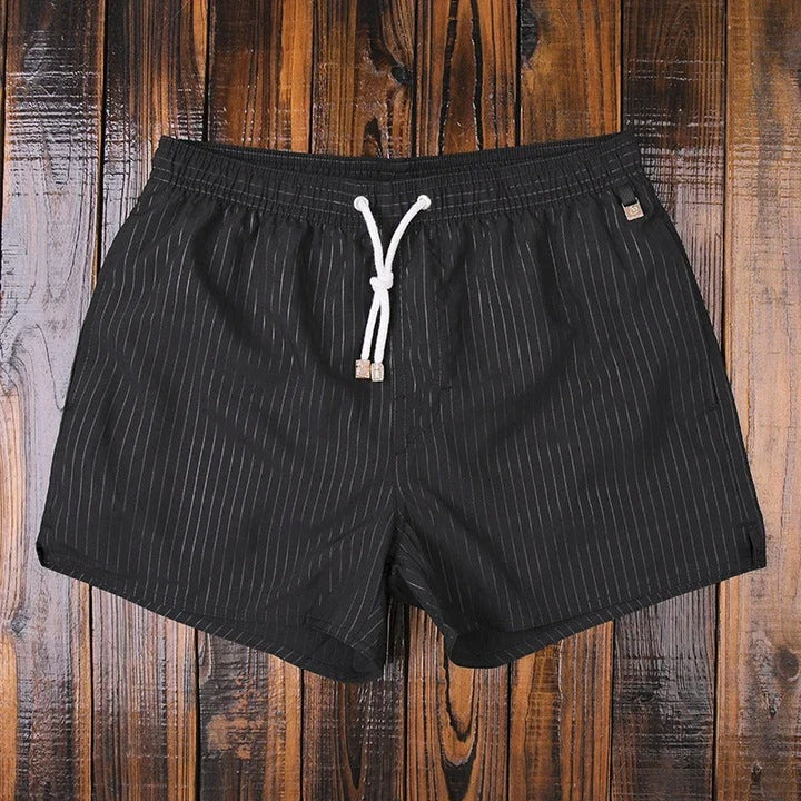 Men's comfortable quick-dry striped swimming shorts