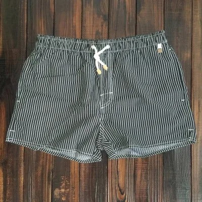 Adjustable waist men's striped quick-dry swim shorts