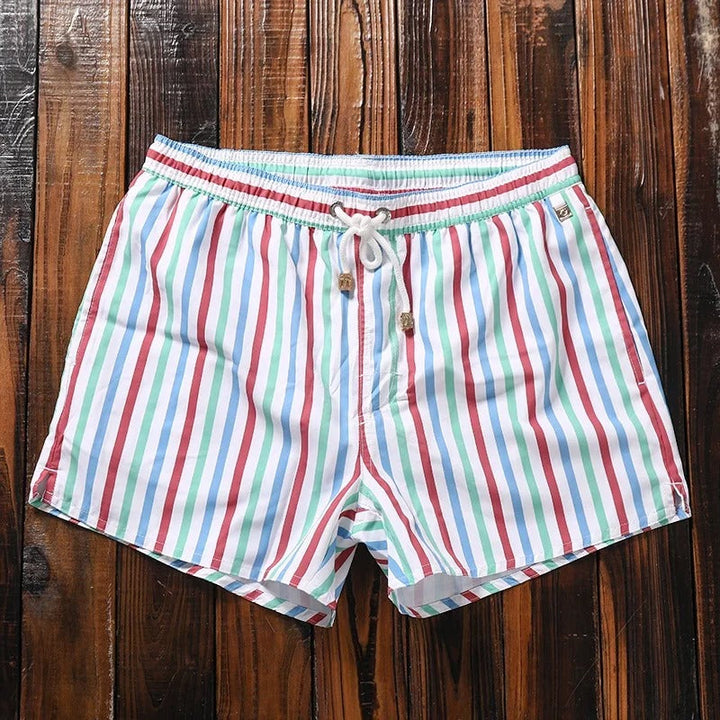 Men's striped quick-dry swimwear, great for active pool days