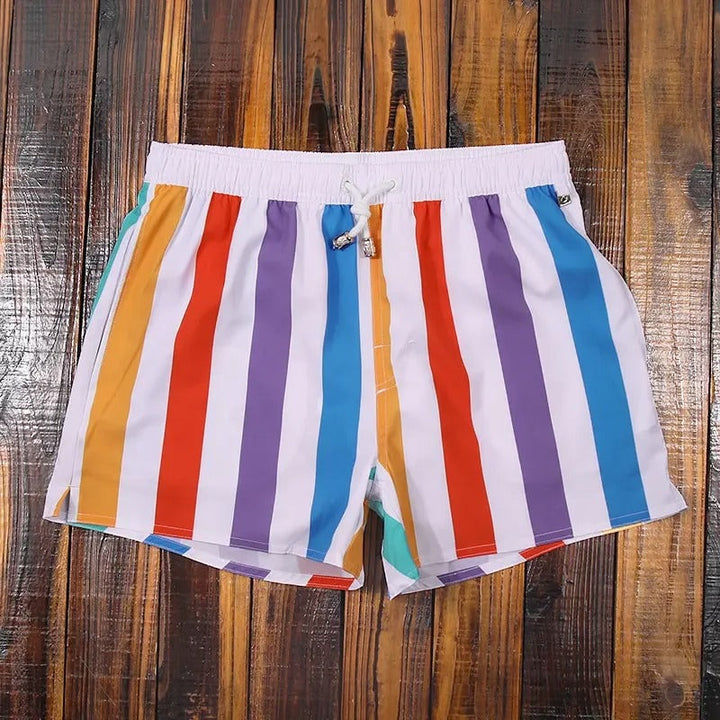 Comfortable men's striped swim shorts, perfect for summer activities
