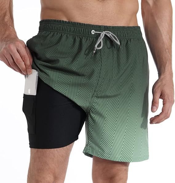 Versatile men's quick-dry swim shorts for beach, pool, and active summer vacations. Features compression.