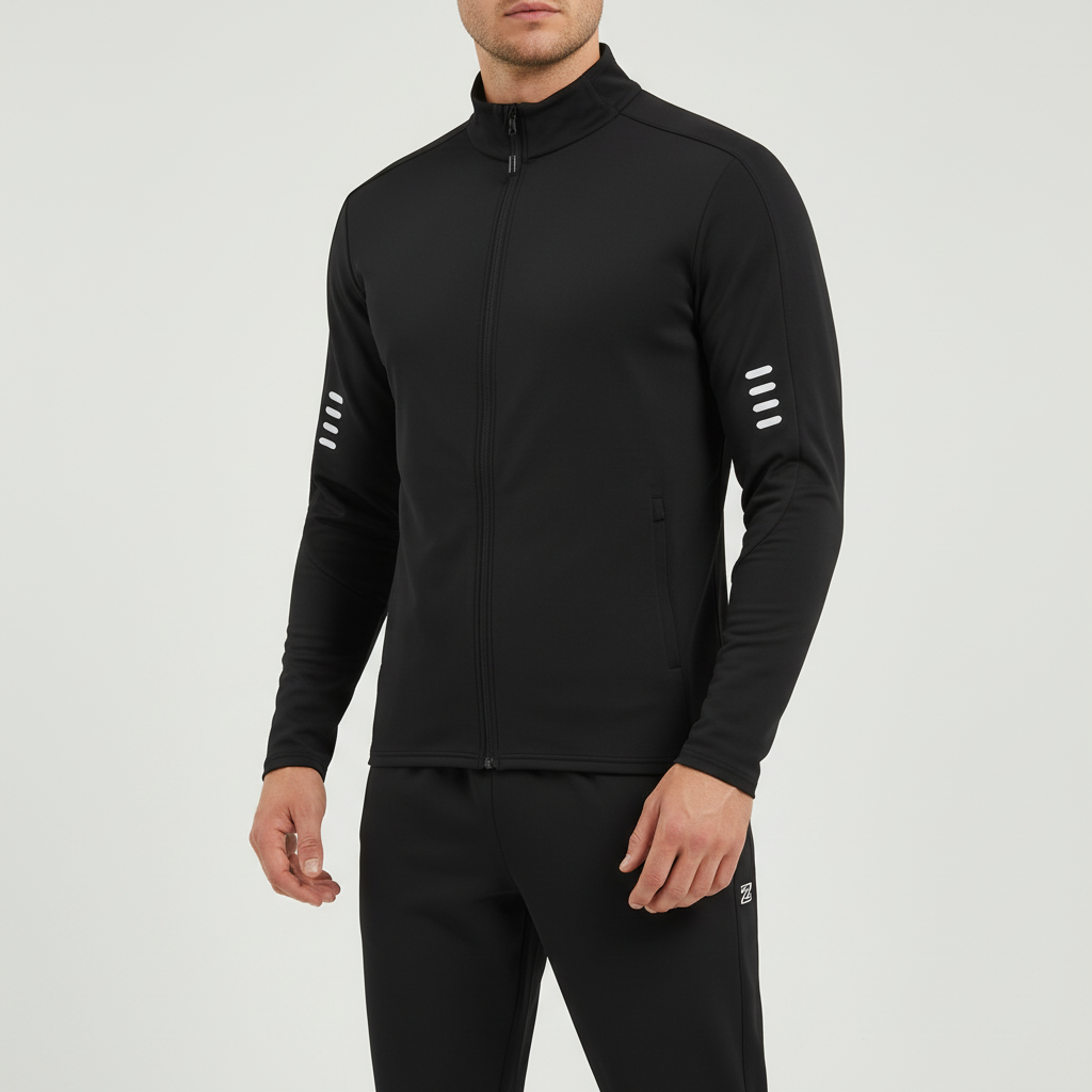 Men's quick-drying athletic shorts with elastic waist, part of performance sports set. Breathable & sweat-wicking.