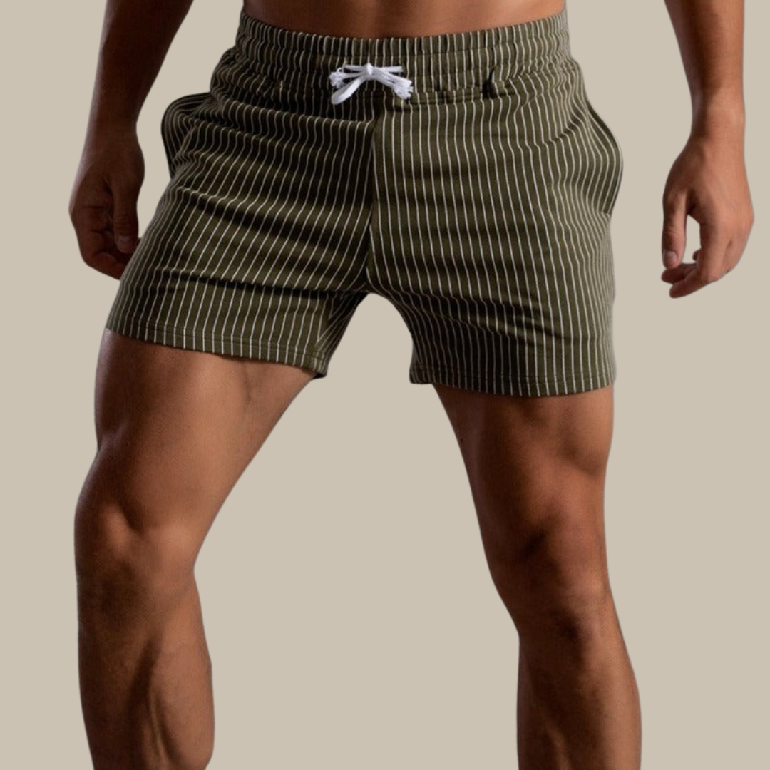 Ripstop polyester men's swim trunks, quick-drying, comfortable & durable.