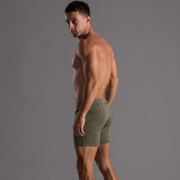 Men's quick-drying swim trunks, stylish ripstop beachwear for summer fashion.