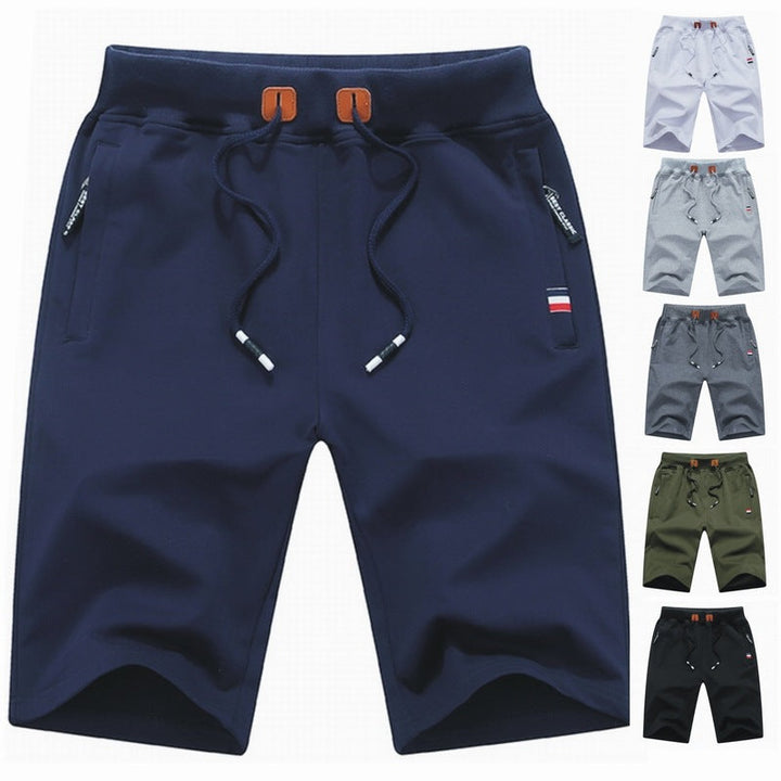 Athletic men's drawstring shorts, relaxed fit, ideal for gym wear or casual summer comfort.