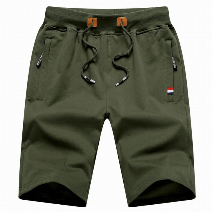 Men's casual drawstring shorts by Randy, relaxed fit, featuring convenient zip pockets.