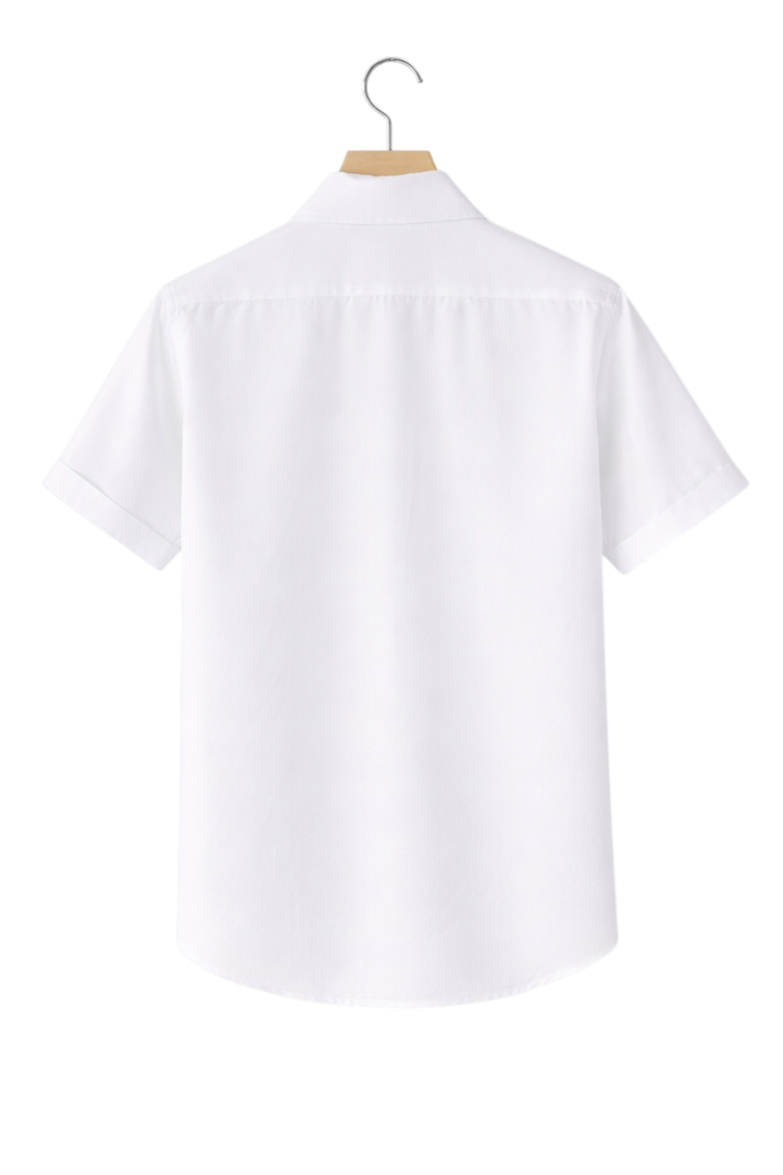 Men's refined warm-weather casual button-up shirt. Relaxed fit, collared, versatile summer fashion.
