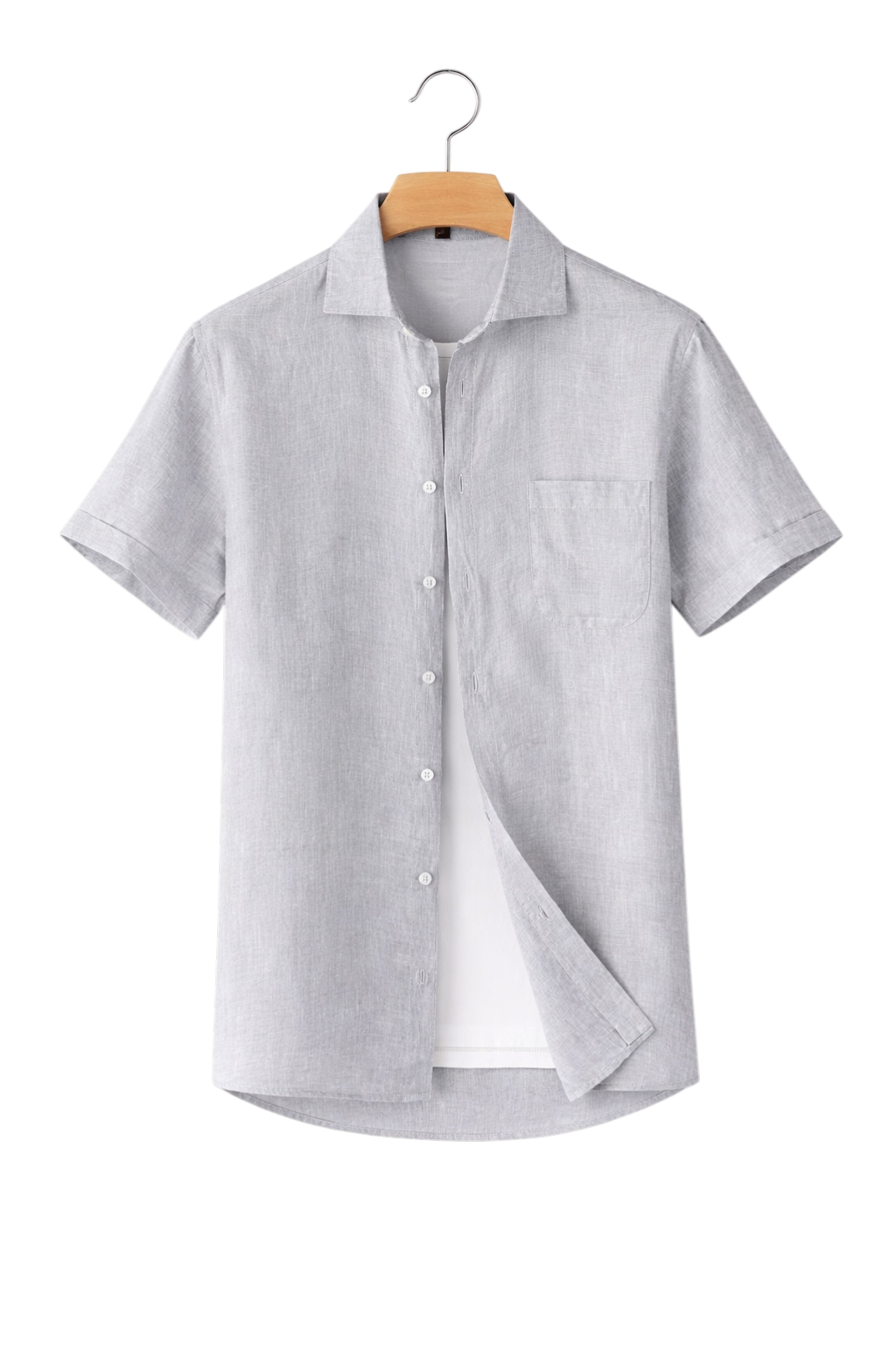 Lightweight men's button-up shirt for warm weather, featuring a relaxed fit & classic collar.