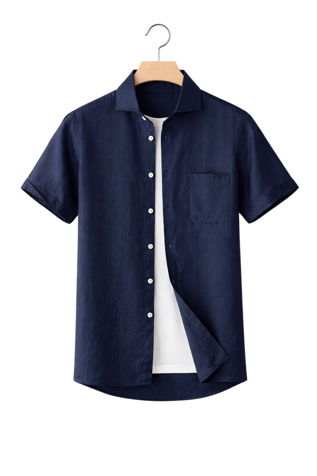 Relaxed fit men's button-up shirt, a versatile collared summer shirt for warm-weather casual wear.
