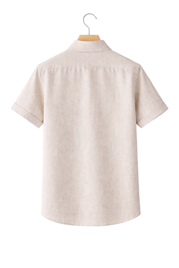 Summer men's button-up shirt, designed for warm weather with a relaxed, casual fit. Refined style.