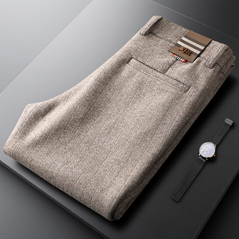 Khaki men's Regent tailored trousers, ideal for a smart casual look. Elegant & versatile.