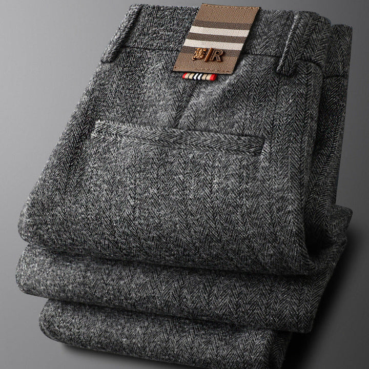 Dark grey men's Regent tailored trousers, suitable for both formal and smart casual occasions.