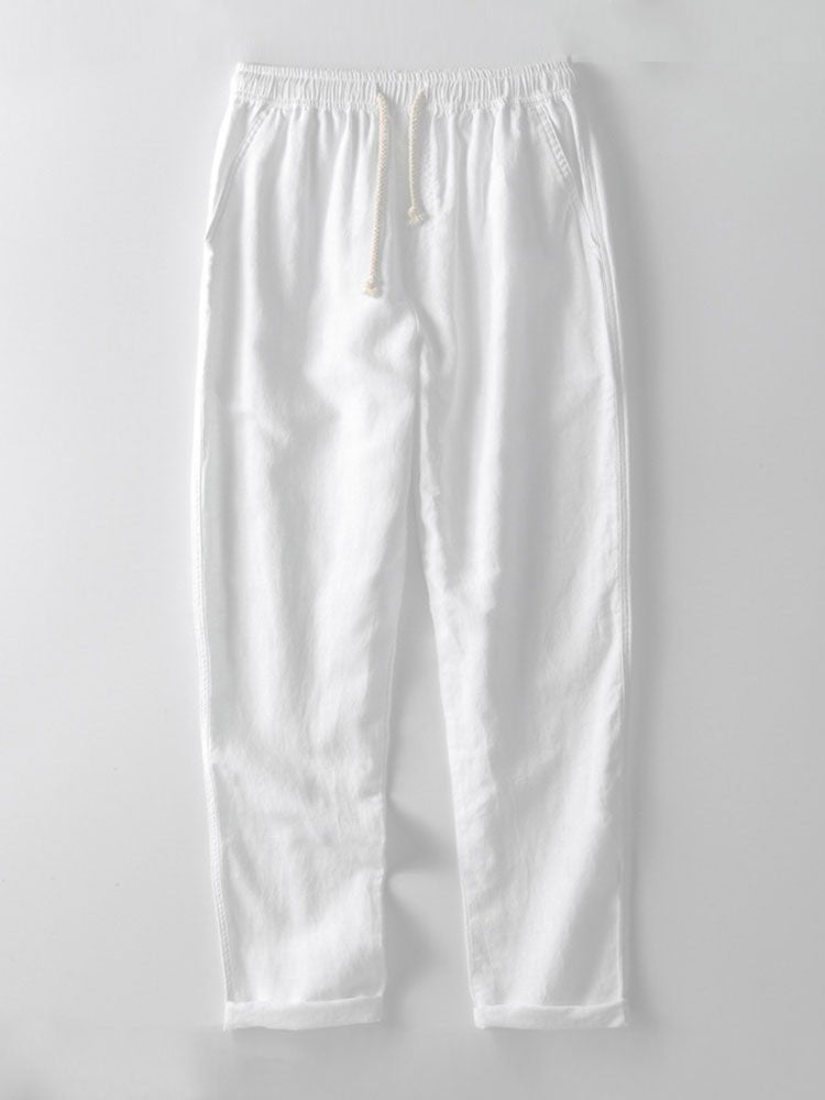Display of a men's relaxed band collar co-ord set, great for versatile summer fashion.