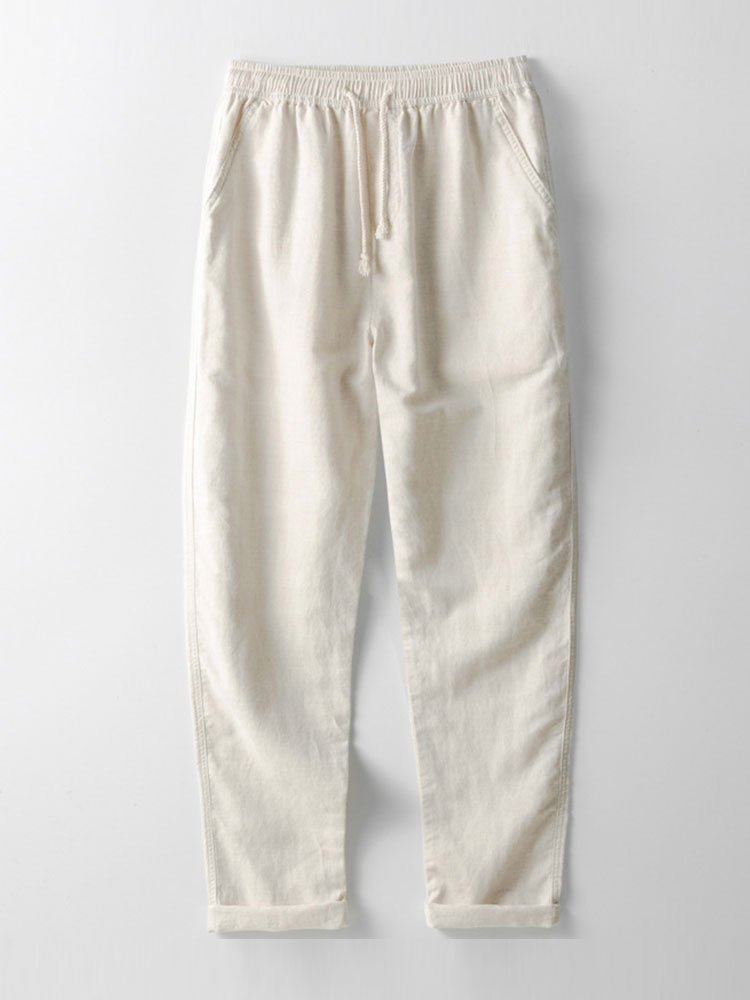 Men's band collar shirt and trouser co-ord set, ideal for relaxed summer fashion and leisure.