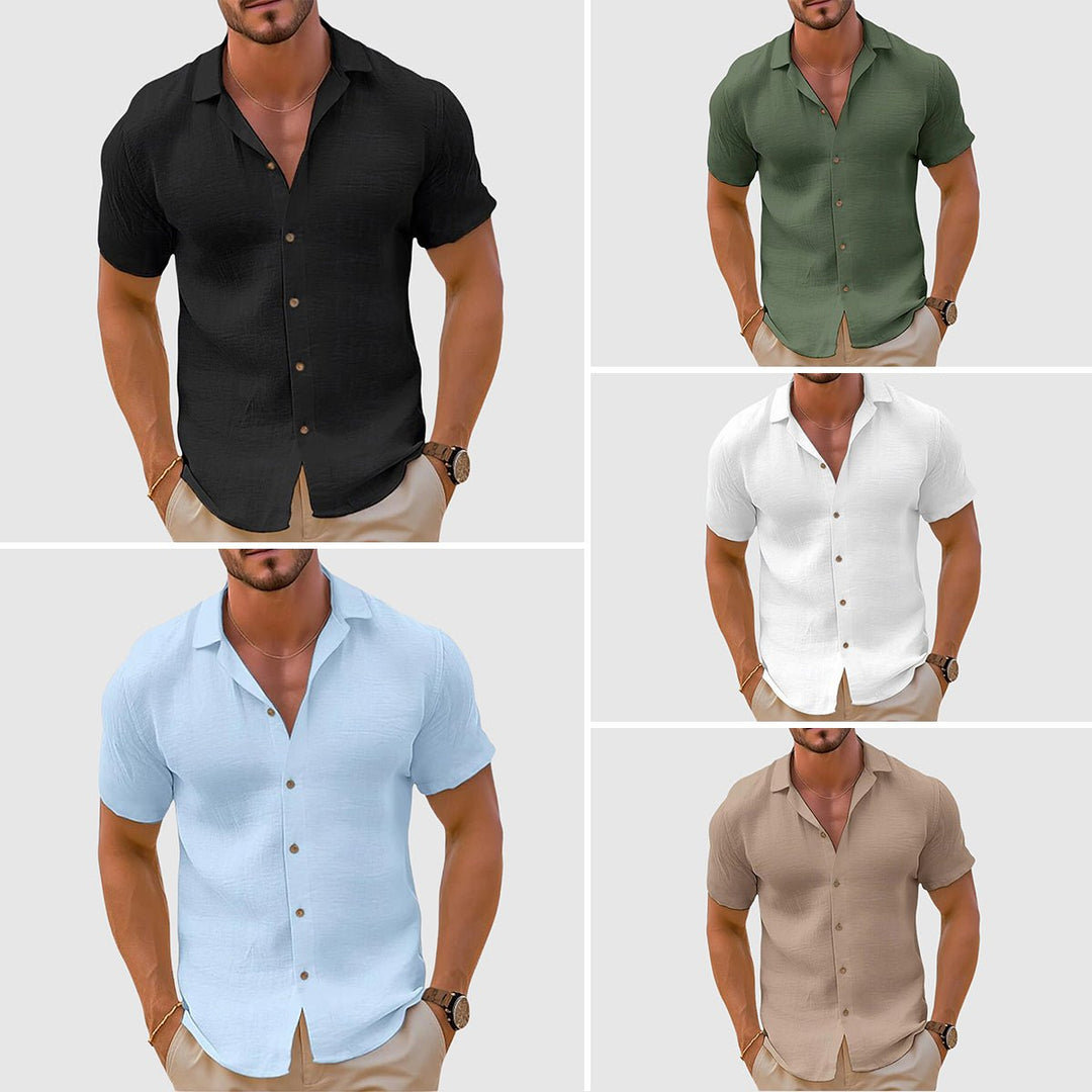 Modern men's relaxed fit short sleeve shirt. Casual, cool, and comfortable for any warm weather occasion.