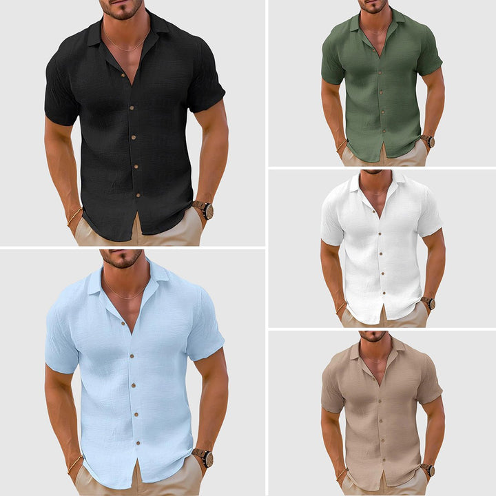Modern men's relaxed fit short sleeve shirt. Casual, cool, and comfortable for any warm weather occasion.