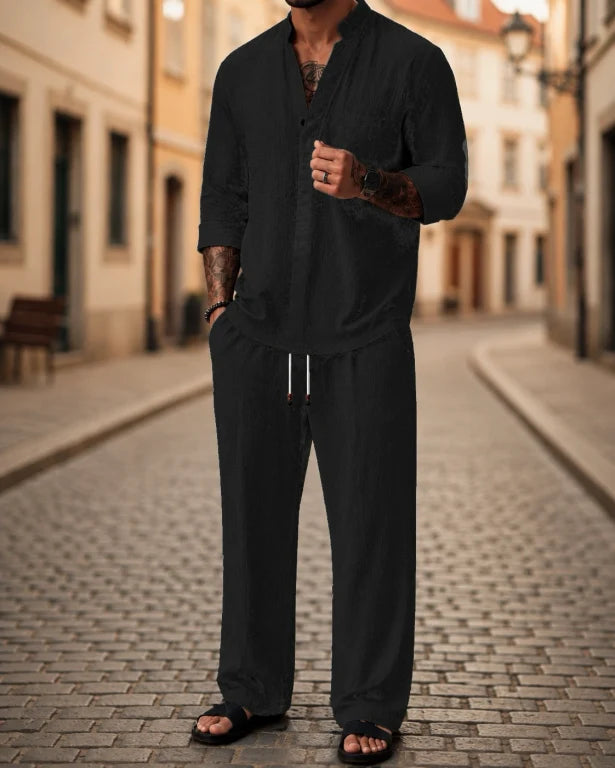Men's relaxed fit 2-piece summer outfit set in a comfortable fabric, perfect for casual wear, vacation, or resort.