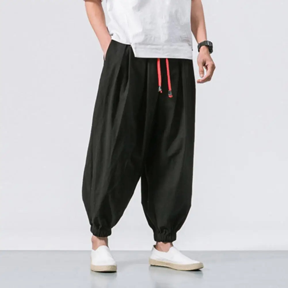 Versatile men's relaxed fit baggy jogger pants, great as harem lounge pants, yoga wear or athletic bottoms.