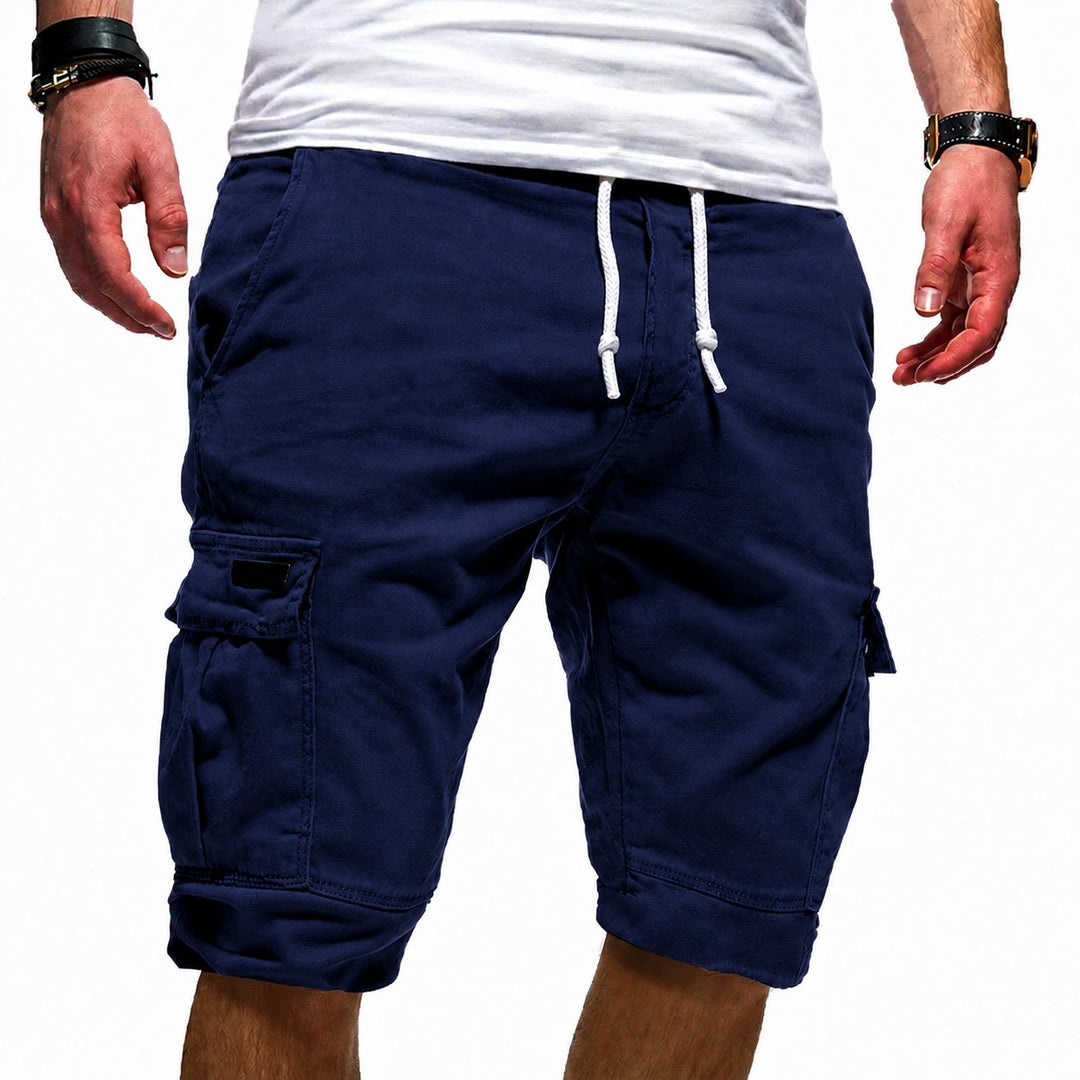 Men's casual cargo shorts with multiple side pockets, relaxed fit, designed for summer outdoor walks.