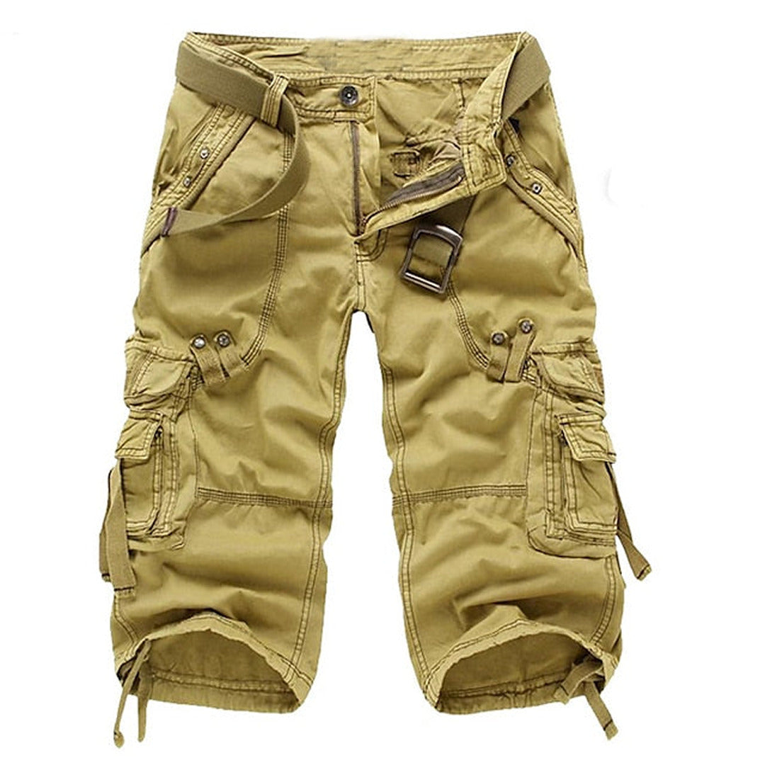 Comfortable men's relaxed fit multi-pocket cargo shorts, great for spring & summer casual outfits.
