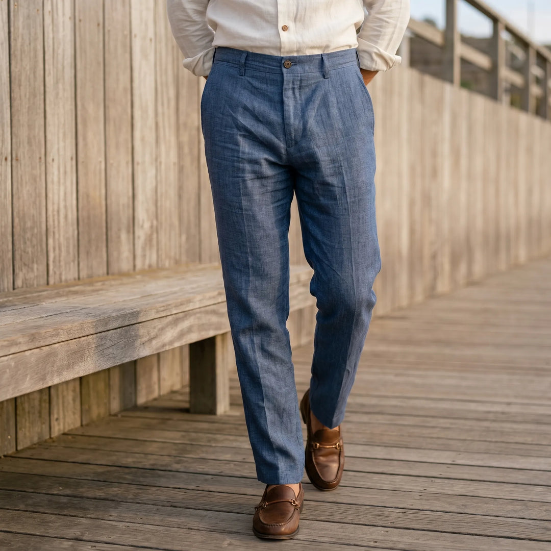 Men's relaxed fit casual pants for office & everyday comfort. Versatile smart casual menswear.