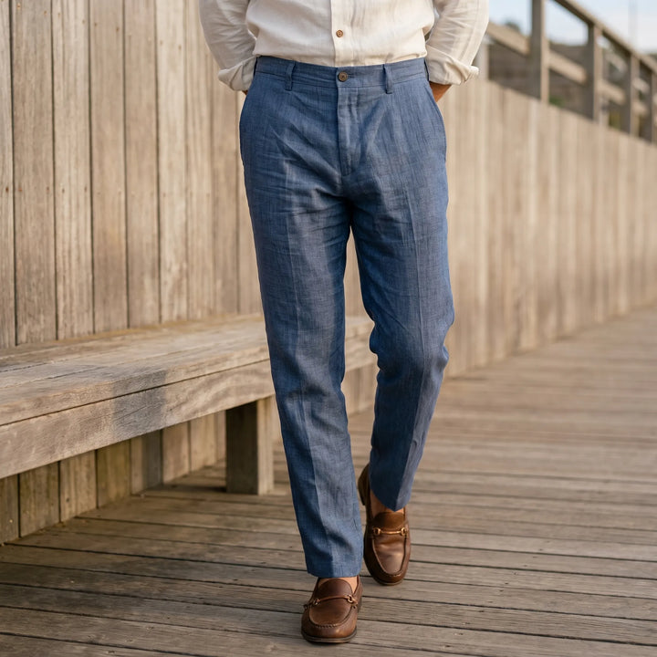 Men's relaxed fit casual pants for office & everyday comfort. Versatile smart casual menswear.