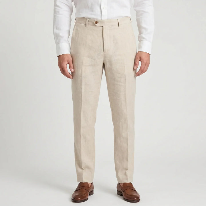 Relaxed fit men's comfort pants, ideal for all-day wear in office & casual settings. Everyday style.