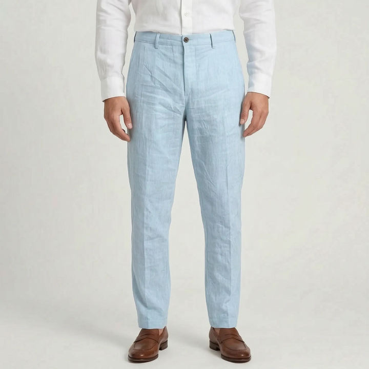 Summer-ready men's relaxed fit casual pants, perfect for warm weather office & smart casual looks.