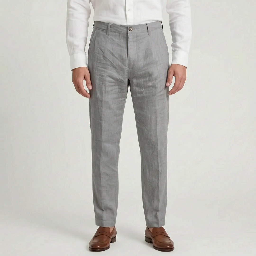 Stylish men's relaxed fit pants for ultimate comfort & versatility in office or casual settings.