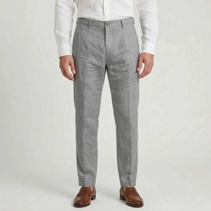 Stylish men's relaxed fit pants for ultimate comfort & versatility in office or casual settings.