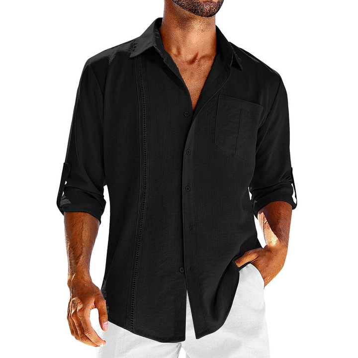 New arrival men's short sleeve Cuban style shirt, relaxed fit design for trendy summer fashion.