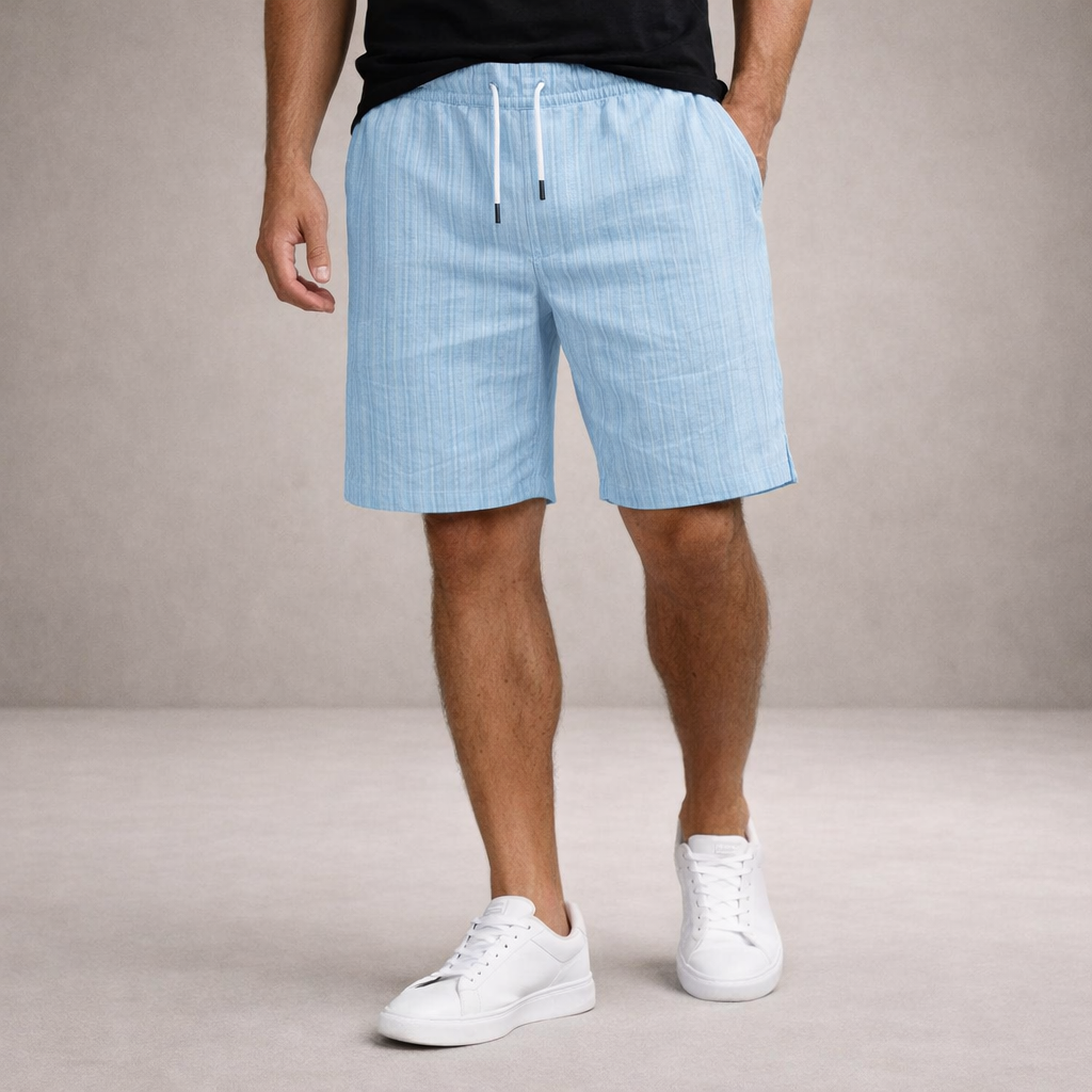 Comfortable men's relaxed fit summer shorts with adjustable drawstring waist, perfect for warm weather.