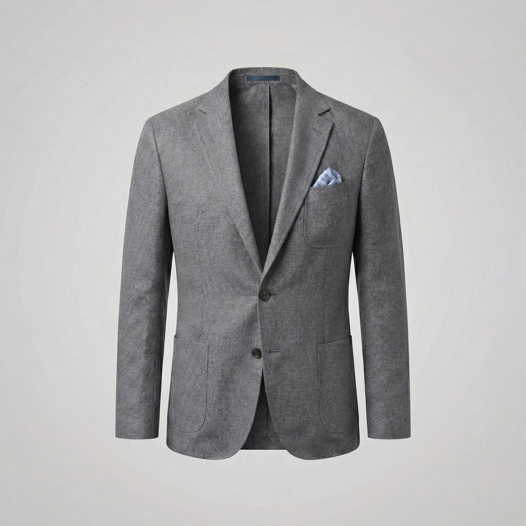 Modern men's relaxed fit lightweight blazer jacket, a must-have for summer outerwear fashion.
