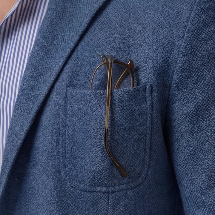 Front view of men's relaxed fit lightweight blazer, essential casual summer outerwear.