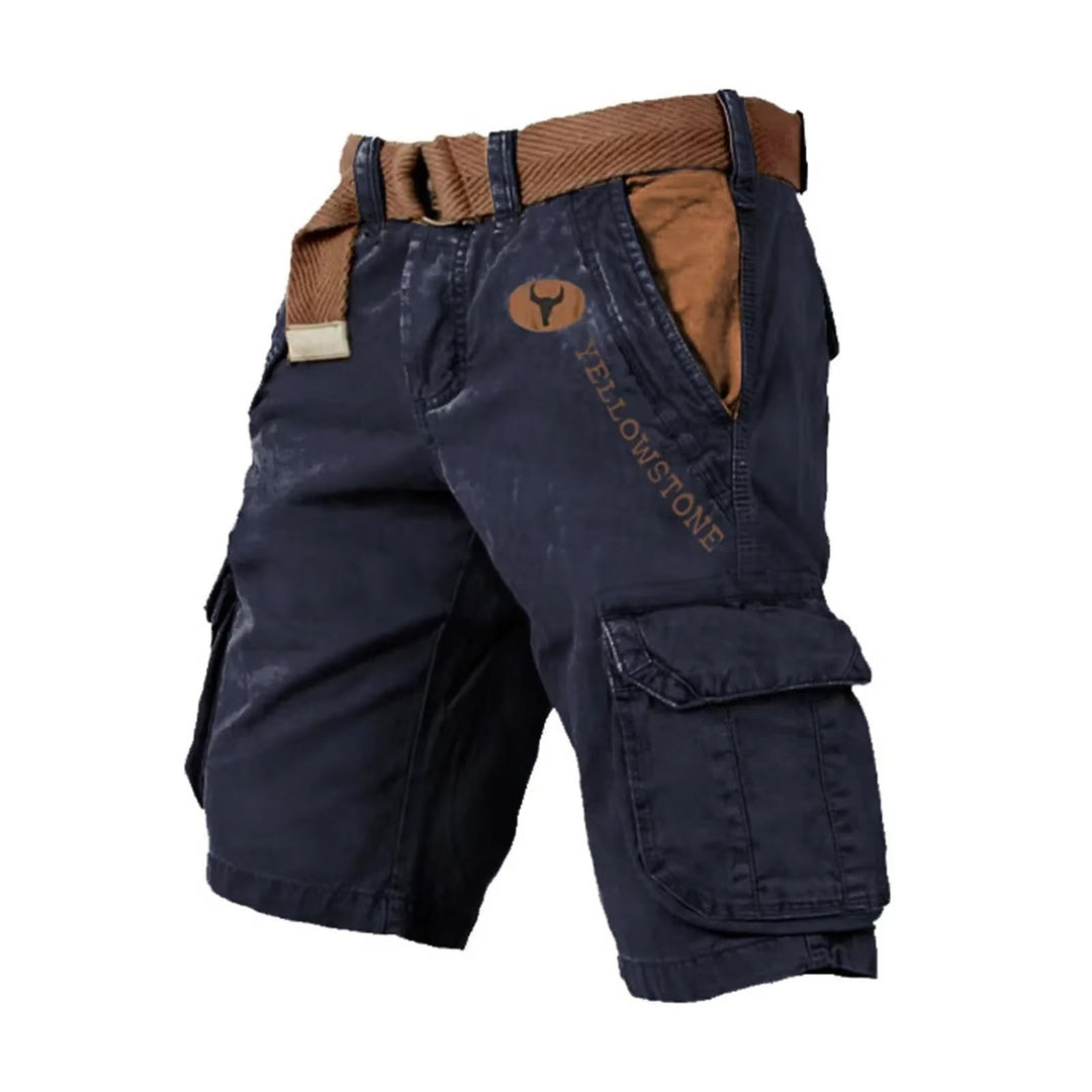 Men's multi-pocket utility shorts, durable and relaxed fit, great for hiking and outdoor adventures.