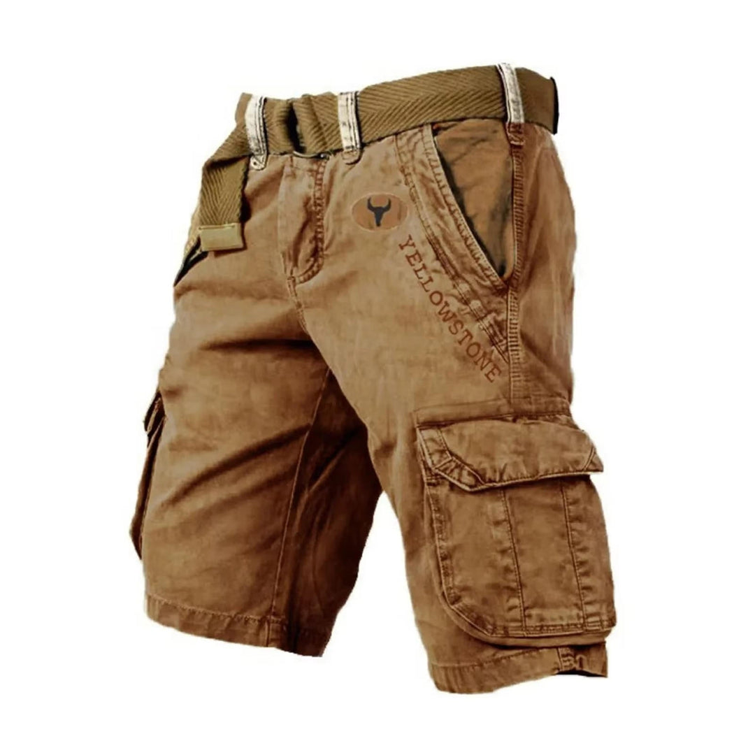 Relaxed fit men's multi-pocket cargo shorts for comfort, ideal for casual and outdoor adventures.