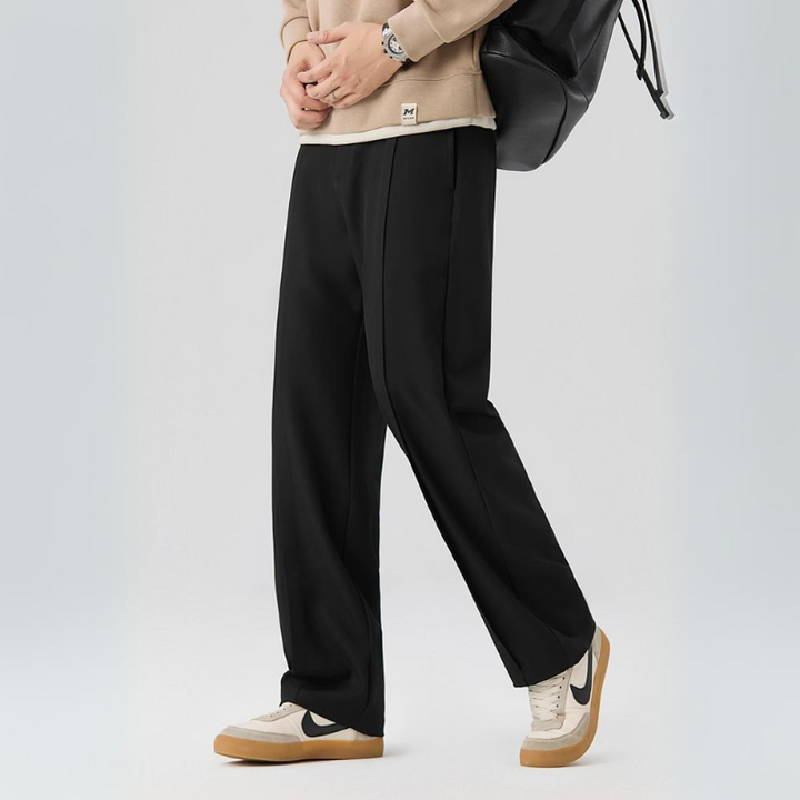 Versatile men's pleated trousers, relaxed fit, ideal for formal wear, business, or casual comfort.