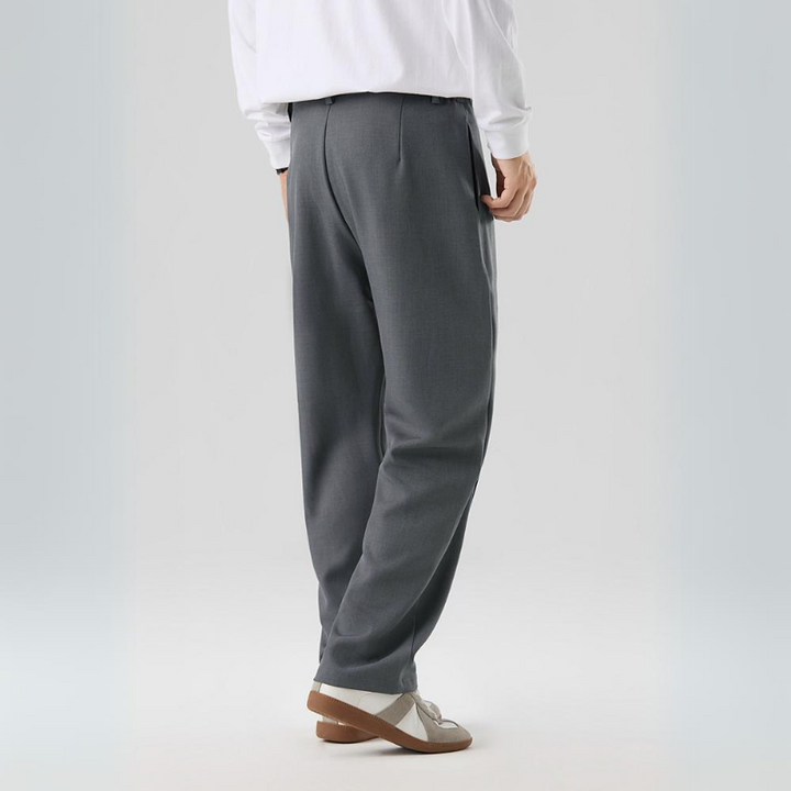 Classic style men's pleated dress pants, relaxed fit, offering ultimate comfort for any occasion.